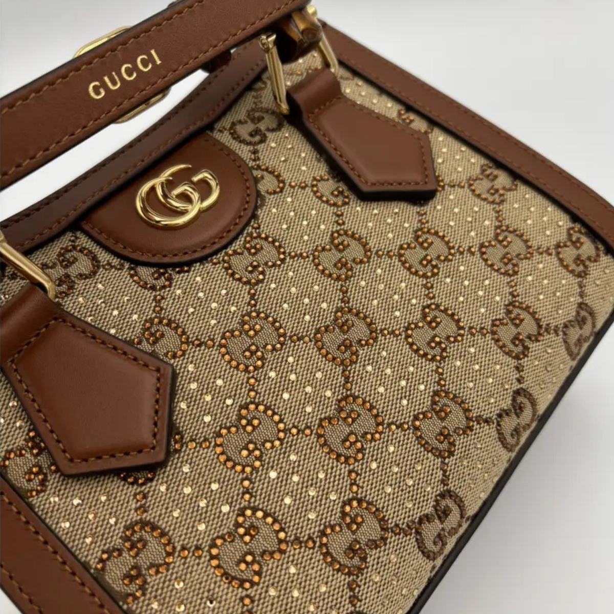 GUCCI DIANA SMALL TOTE BAG WITH CRYSTALS