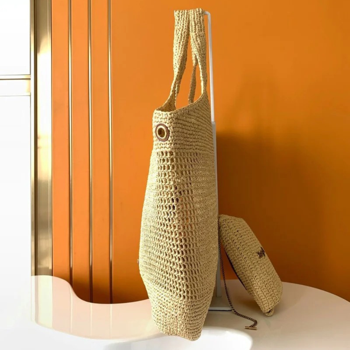 YVES SAINT LAURENT ICARE BAG IN RAFFIA