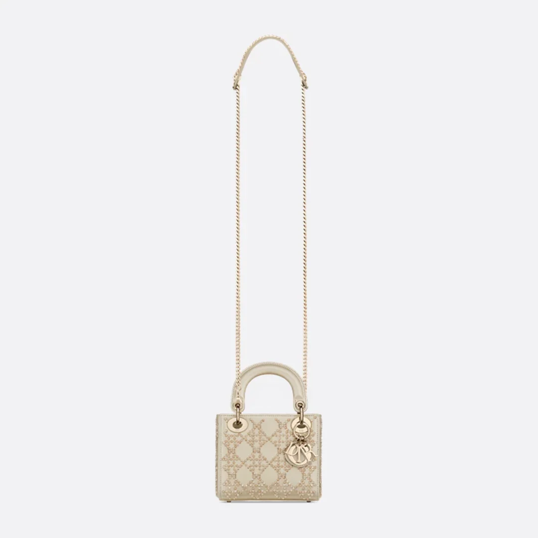 MINI LADY DIOR WITH PEARL EMBROIDERY