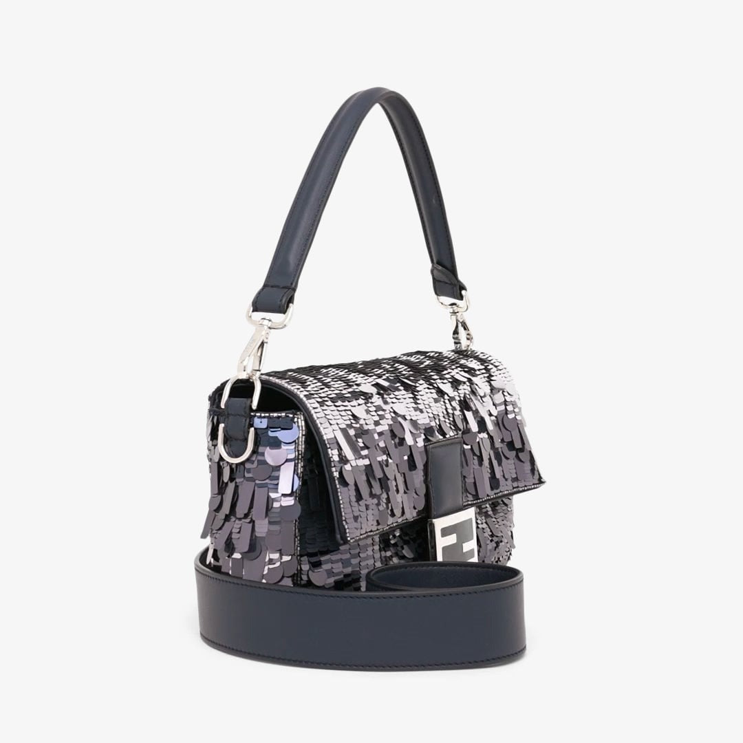 FENDI BAGUETTE BAG IN BLUE SEQUINS AND LEATHER