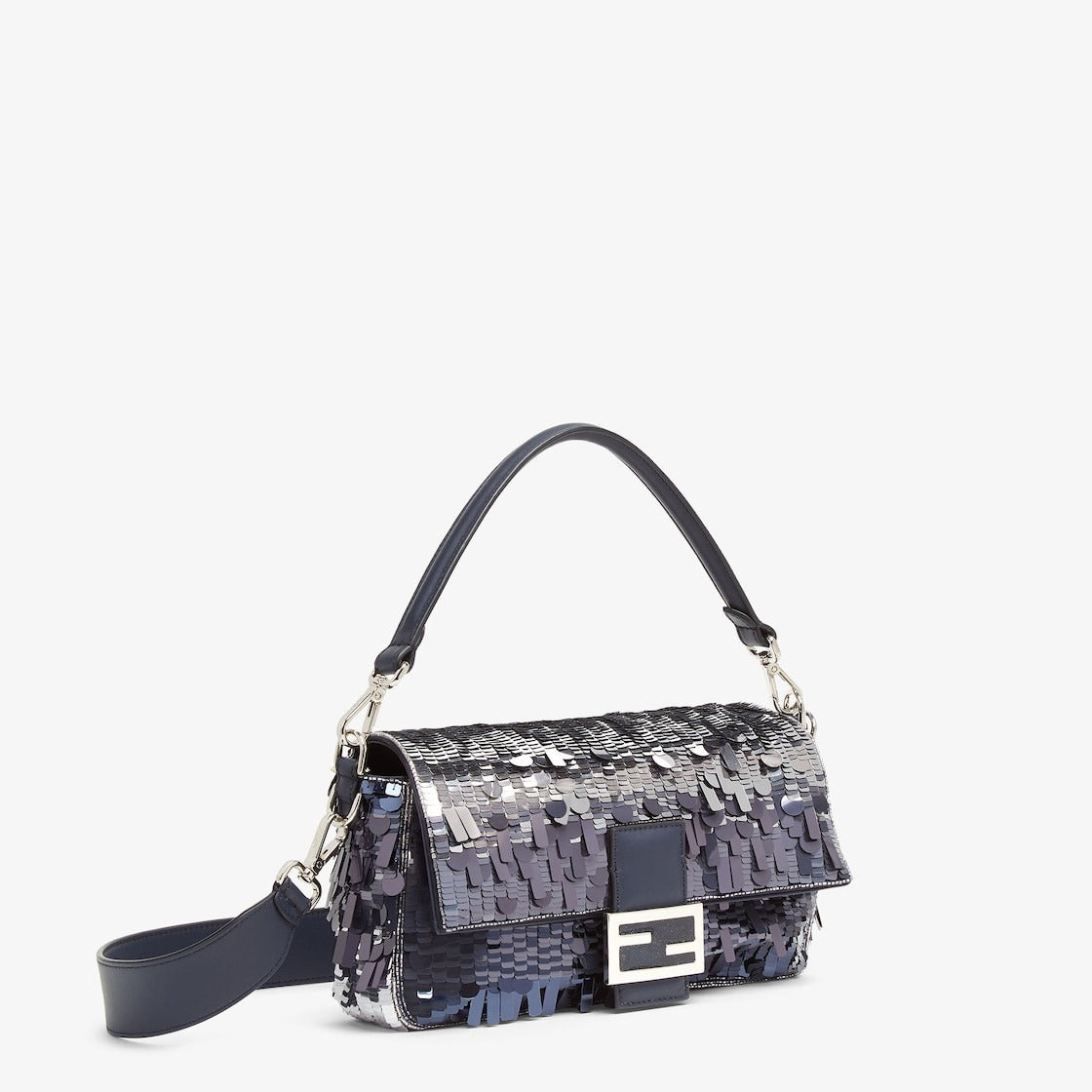 FENDI BAGUETTE BAG IN BLUE SEQUINS AND LEATHER