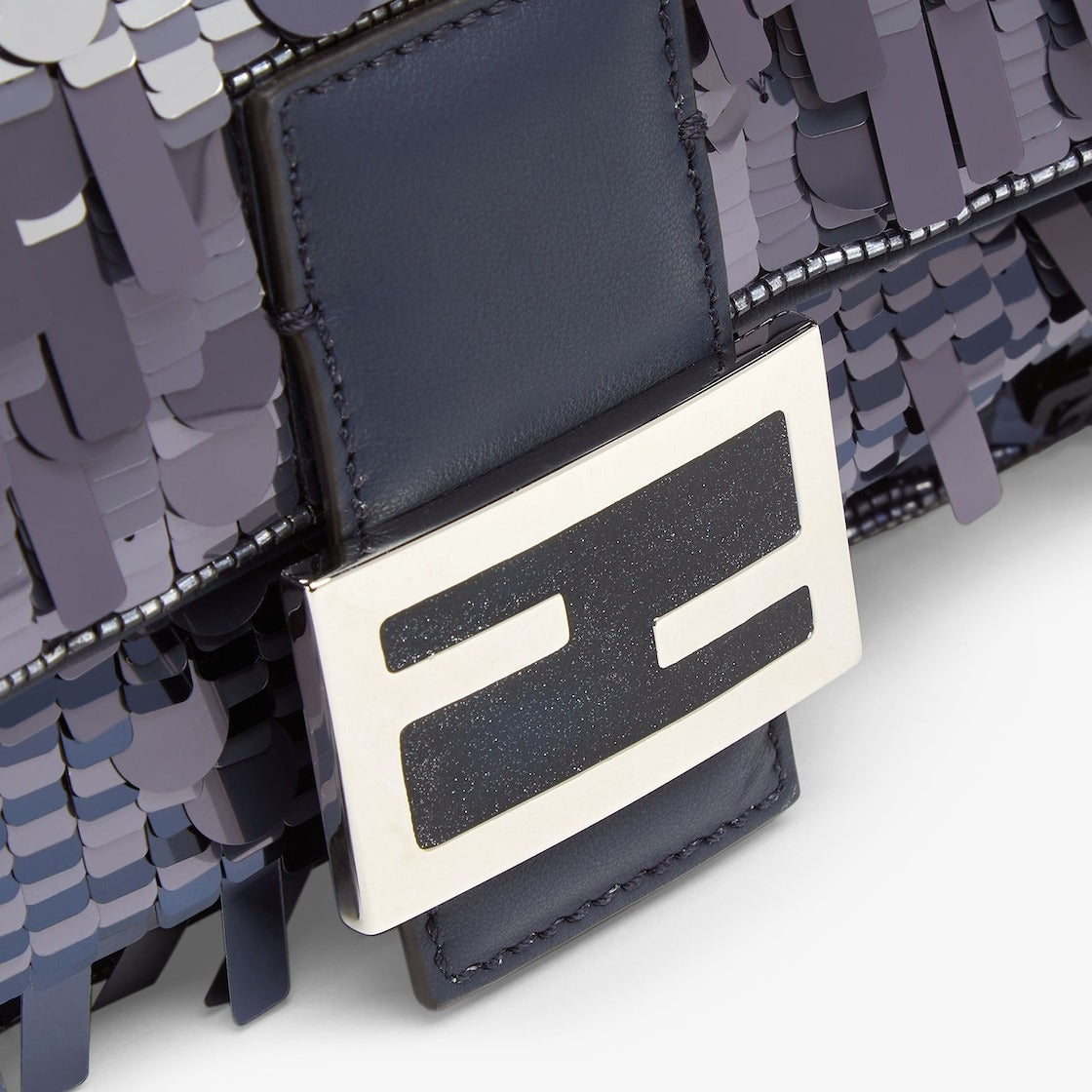 FENDI BAGUETTE BAG IN BLUE SEQUINS AND LEATHER