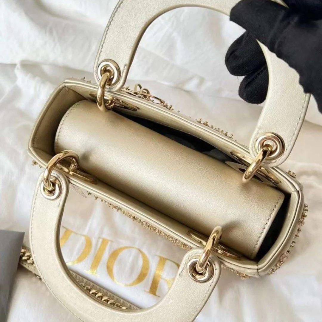 MINI LADY DIOR WITH PEARL EMBROIDERY