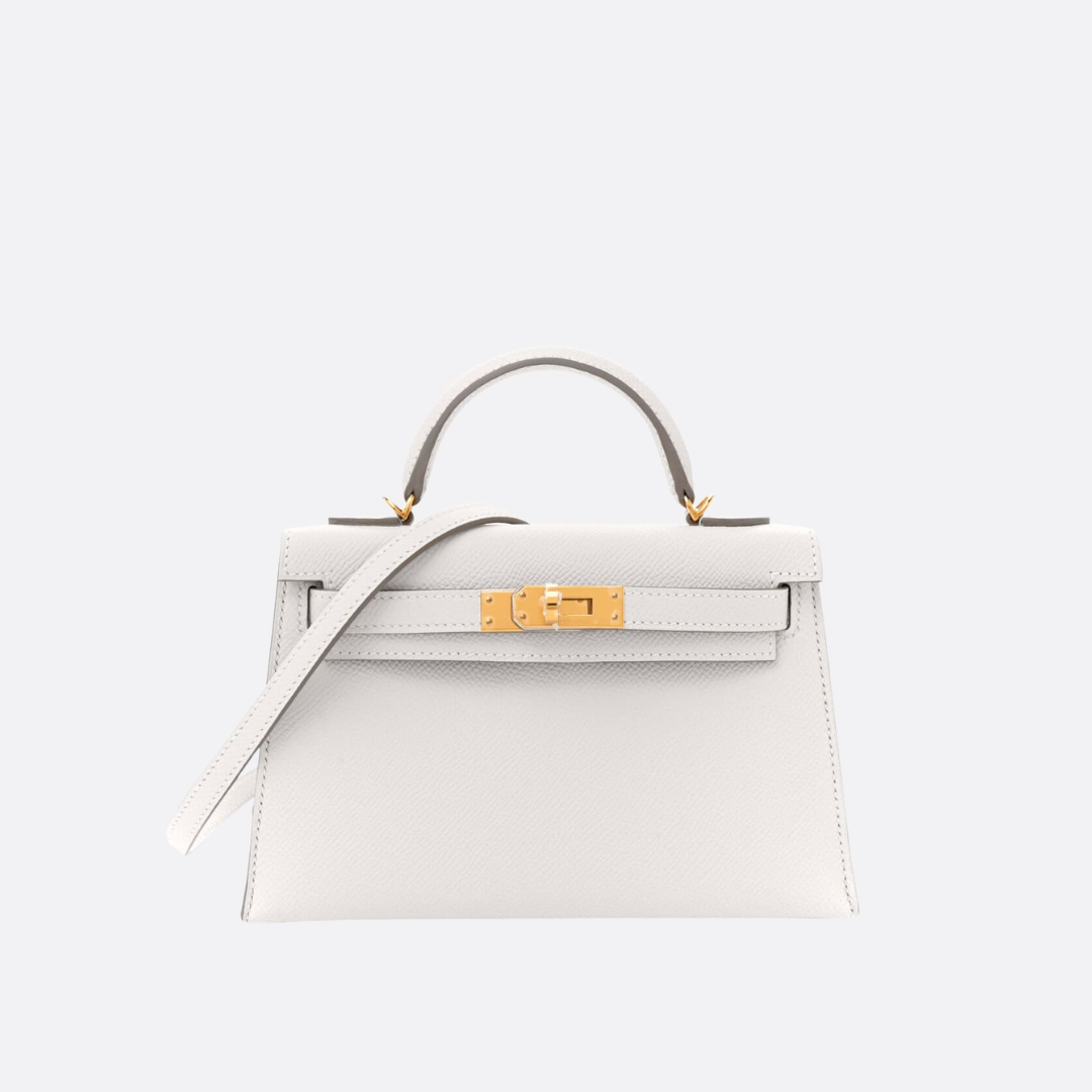 HERMÈS KELLY 20 BAG WITH GOLD HARDWARE IN OFF-WHITE