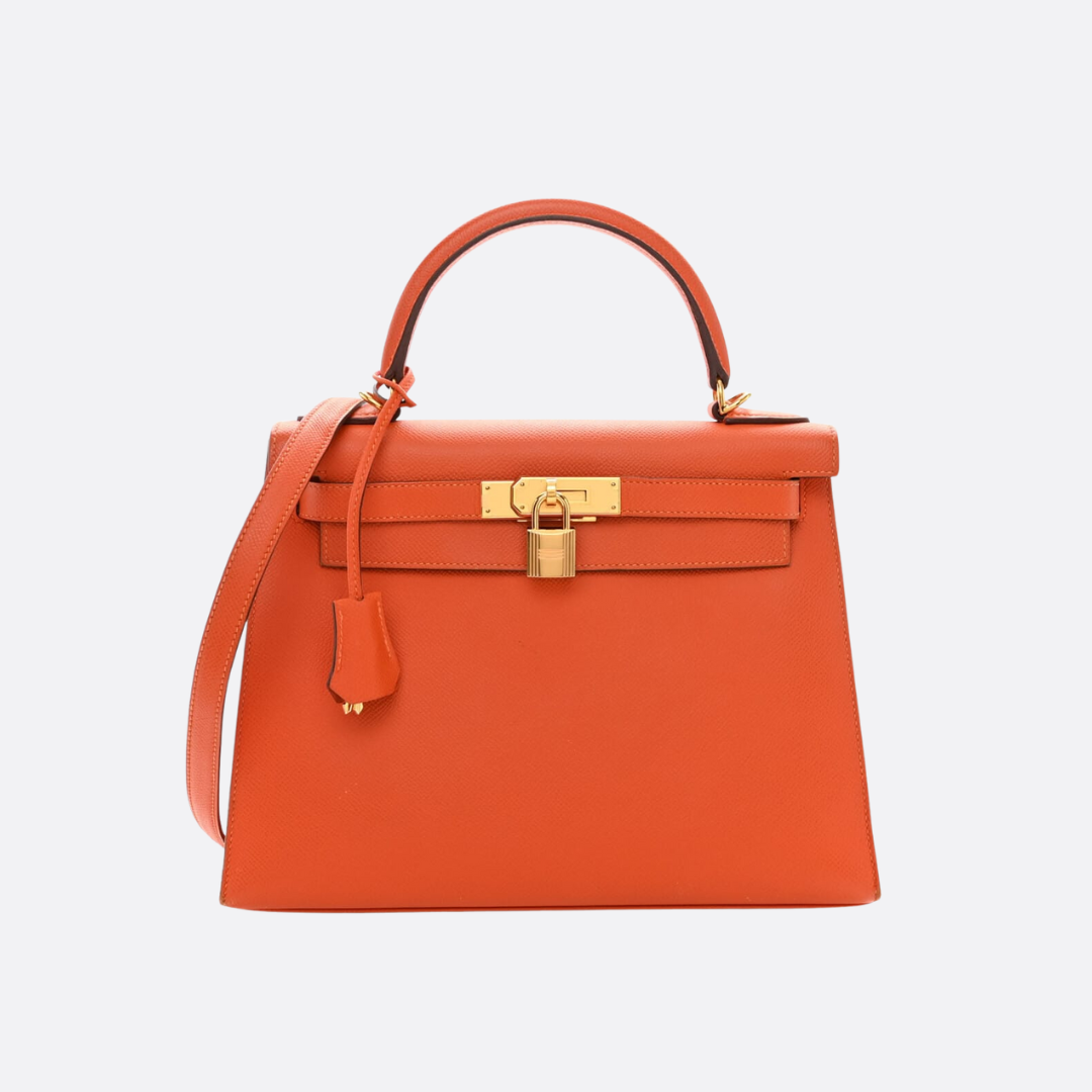 HERMÈS KELLY 25 BAG WITH GOLD HARDWARE IN ORANGE