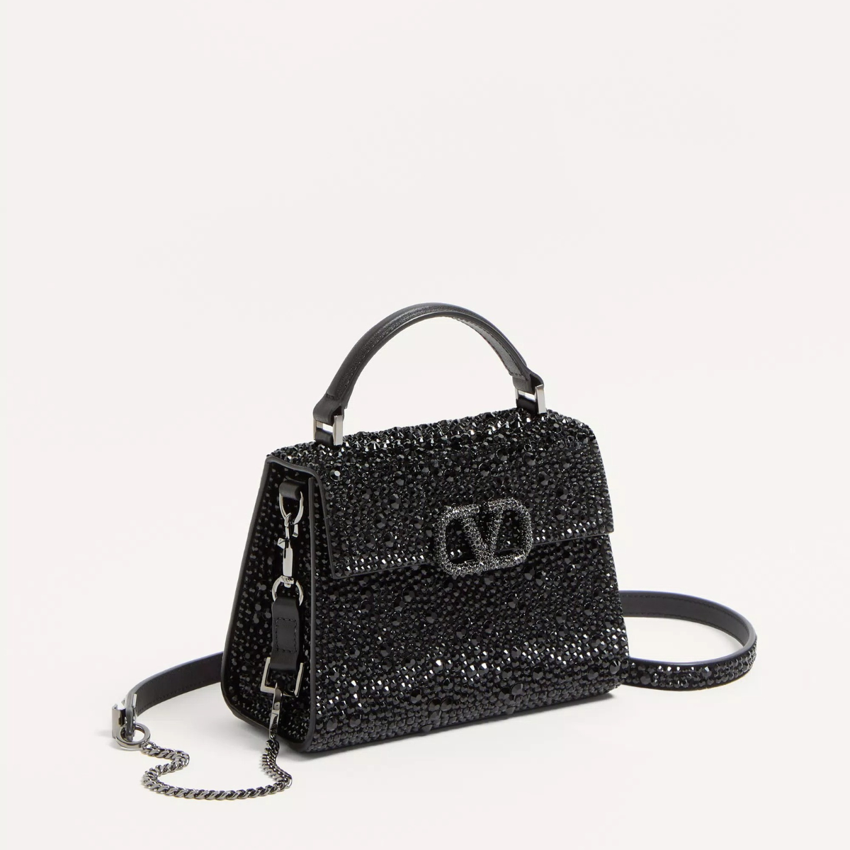 VALENTINO GARAVANI VSLING MINI BAG WITH CRYSTALS IN BLACK