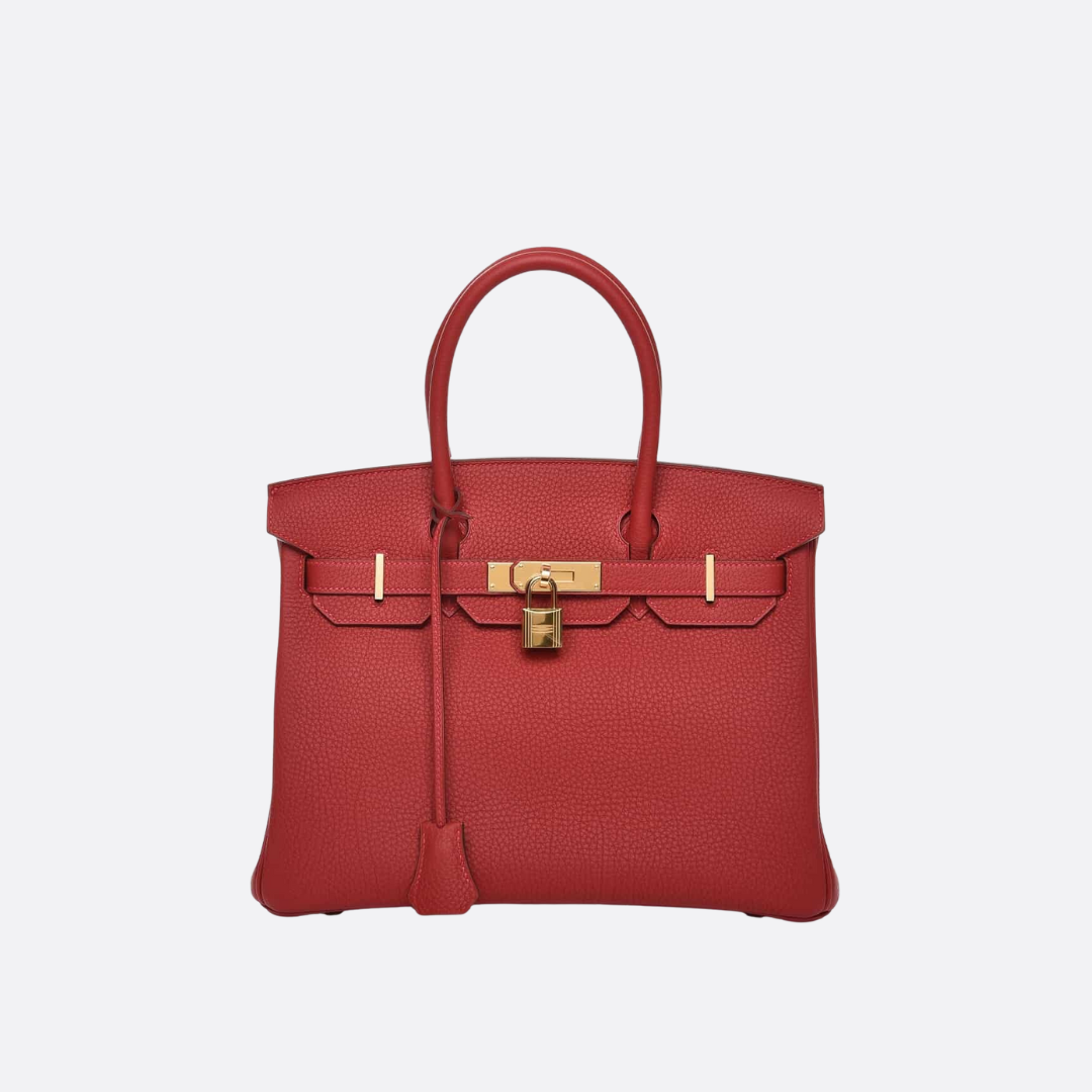 HERMÈS BIRKIN 30 BAG WITH GOLD HARDWARE IN RED