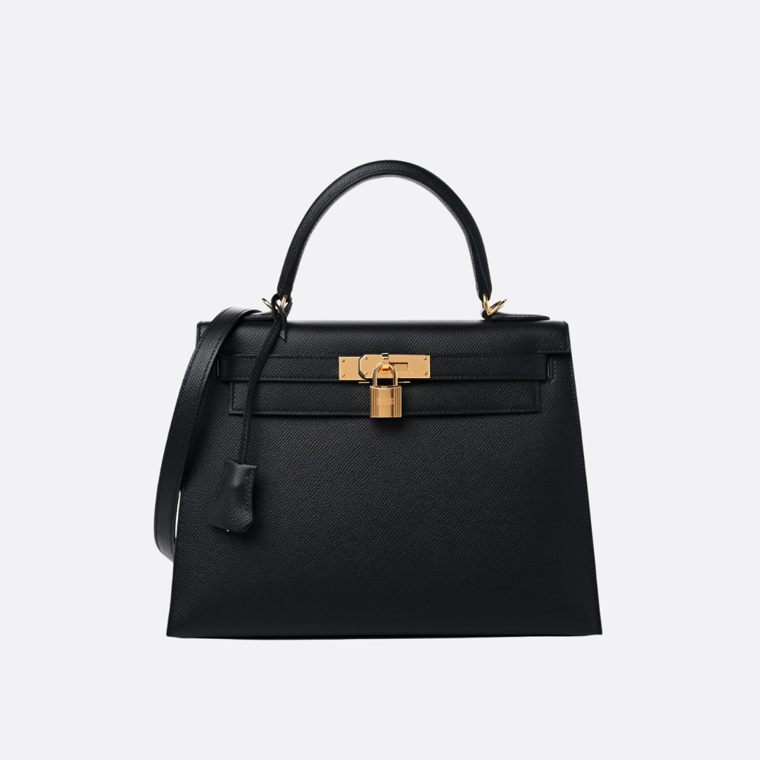 HERMÈS KELLY 28 BAG WITH GOLD HARDWARE IN BLACK