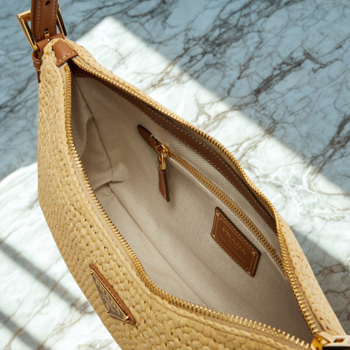 PRADA – AIMÉE BAG IN CROCHET AND LEATHER (LARGE)