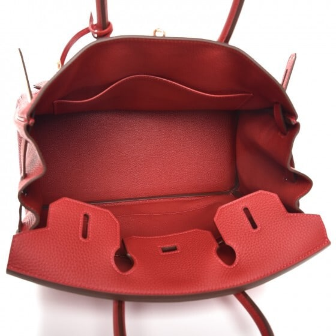 HERMÈS BIRKIN 30 BAG WITH GOLD HARDWARE IN RED