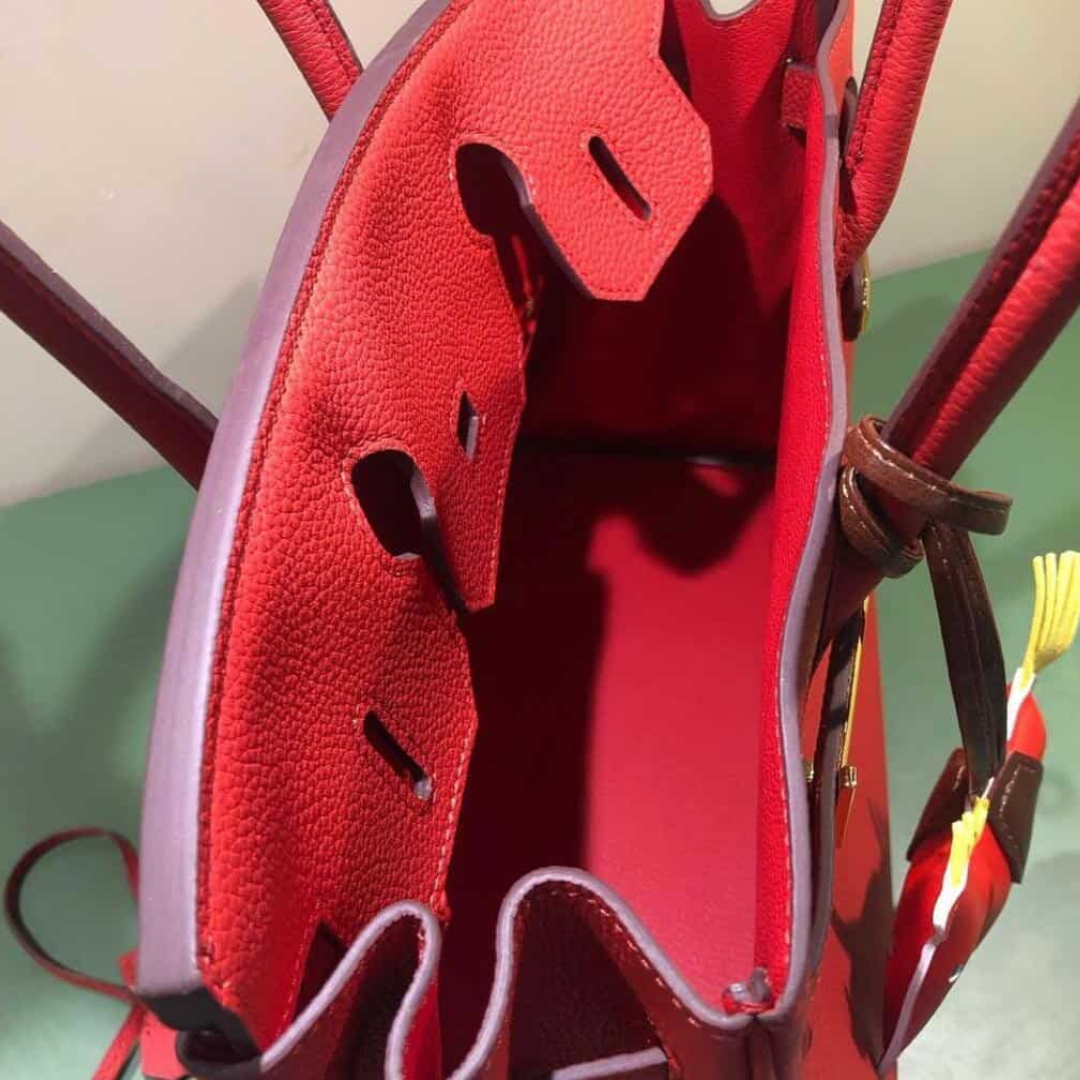 HERMÈS BIRKIN 30 BAG WITH GOLD HARDWARE IN RED
