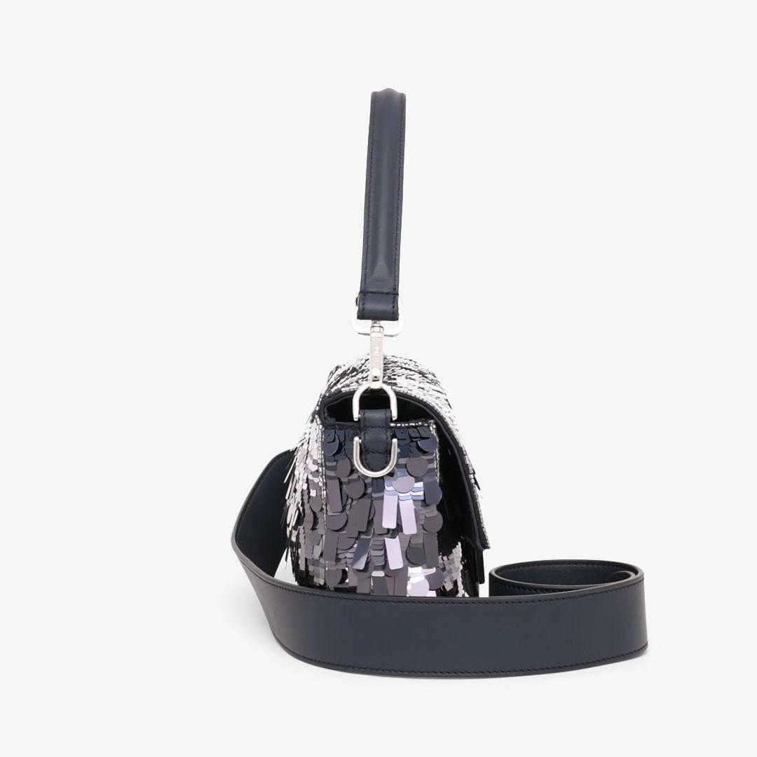 FENDI BAGUETTE BAG IN BLUE SEQUINS AND LEATHER
