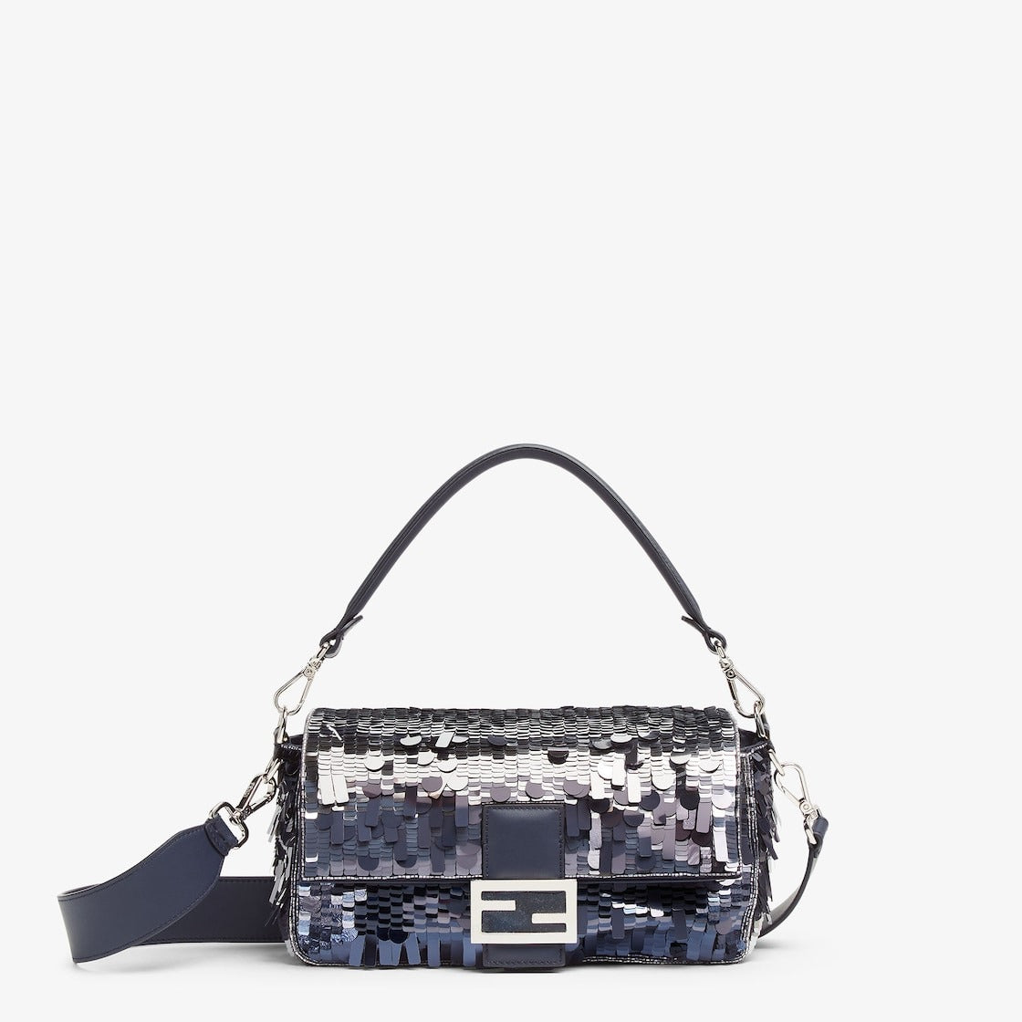 FENDI BAGUETTE BAG IN BLUE SEQUINS AND LEATHER