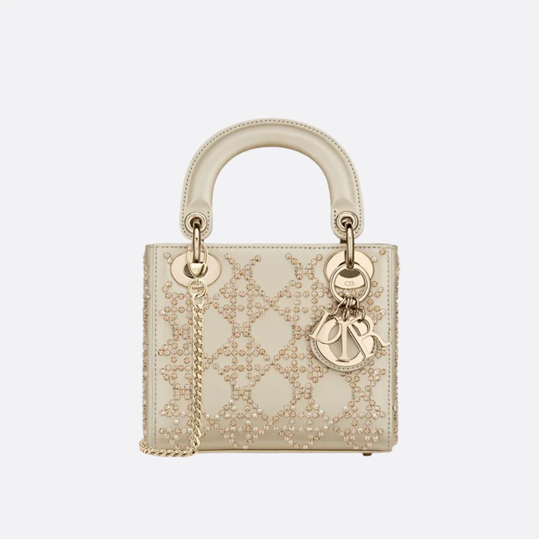 MINI LADY DIOR WITH PEARL EMBROIDERY