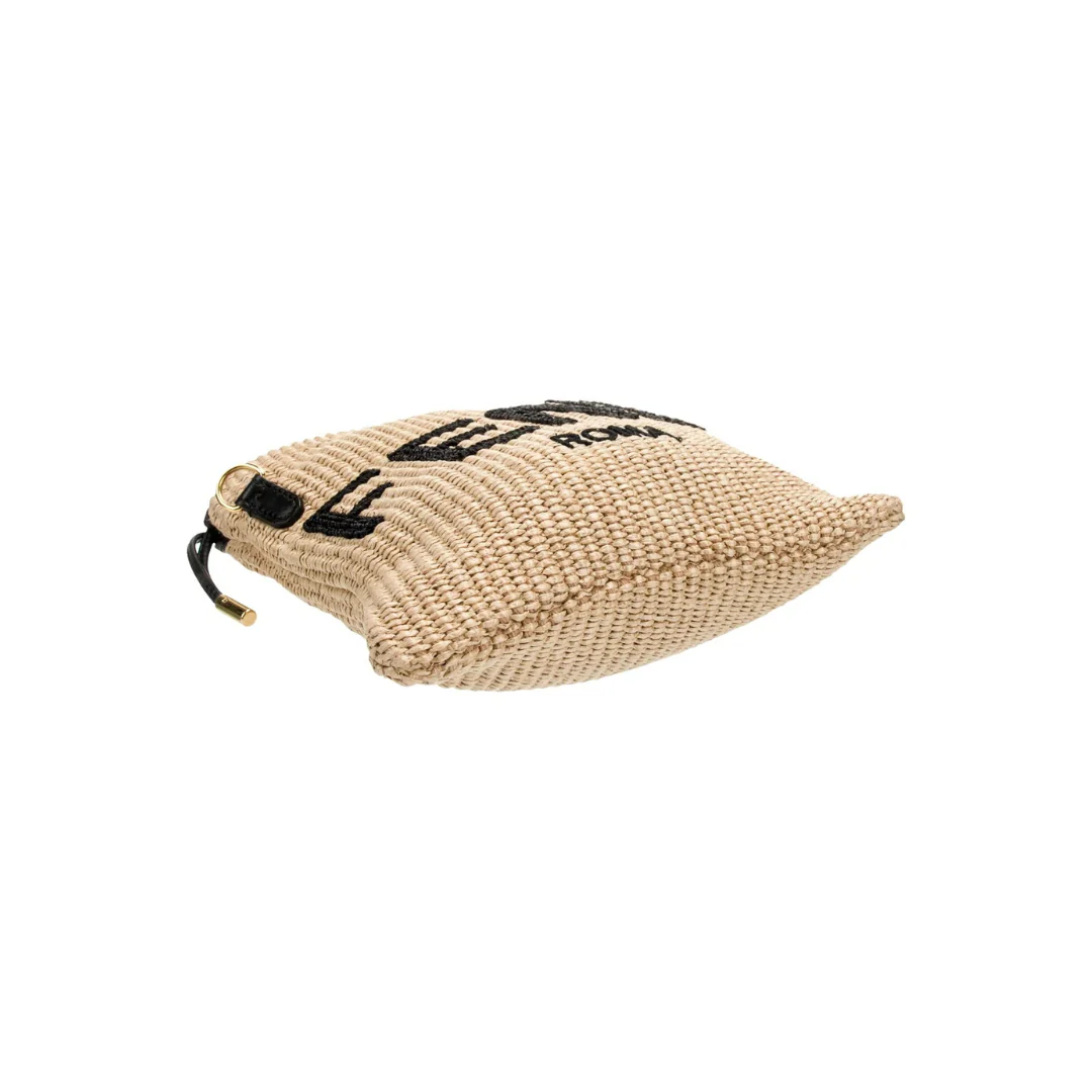 FENDI SACK SMALL WOVEN STRAW BAG IN BEIGE